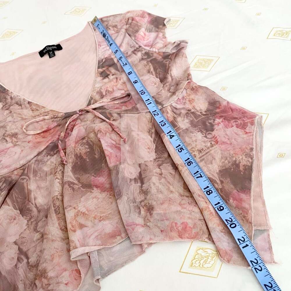 y2k pink floral fairycore top with bow, from eclipse - Picture 6 of 6
